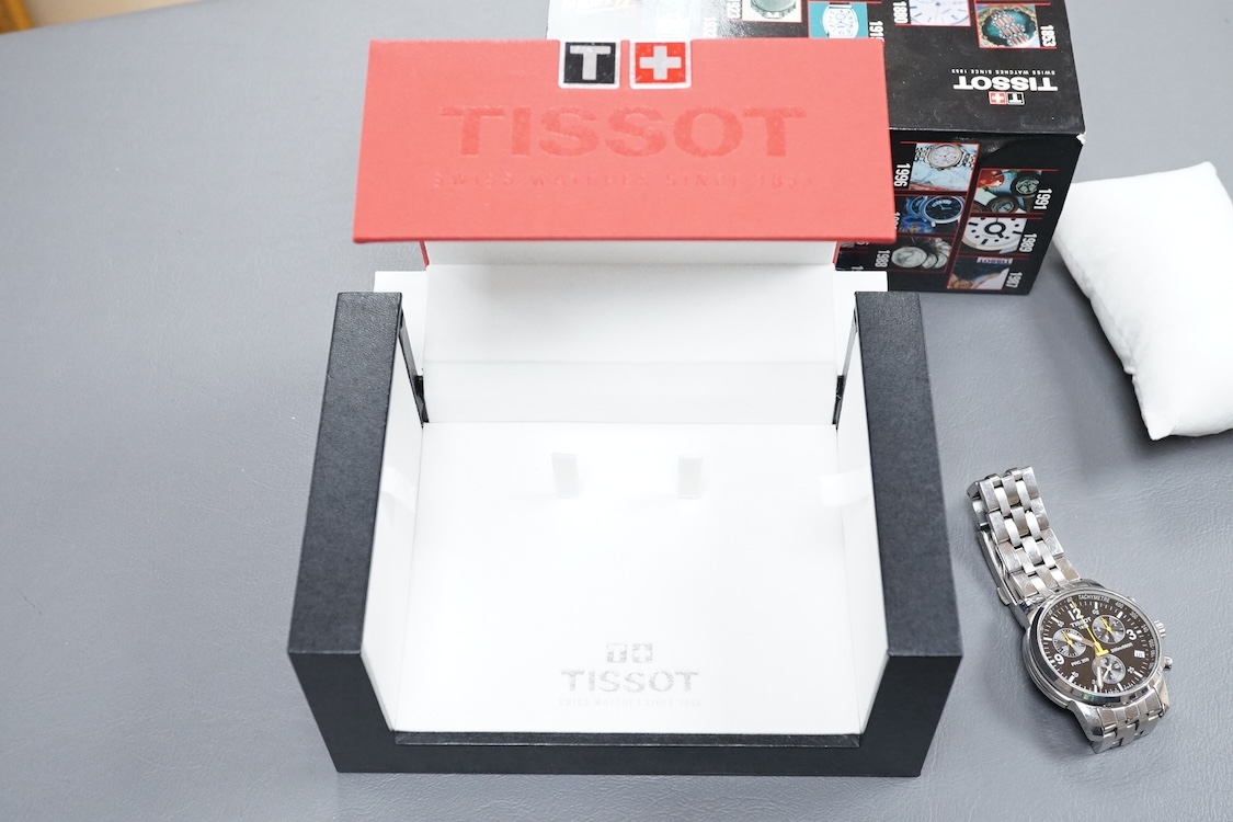 A gentleman's modern stainless steel Tissot PRC 200l chronograph quartz wrist watch, case diameter 40mm, with box and pamphlets.